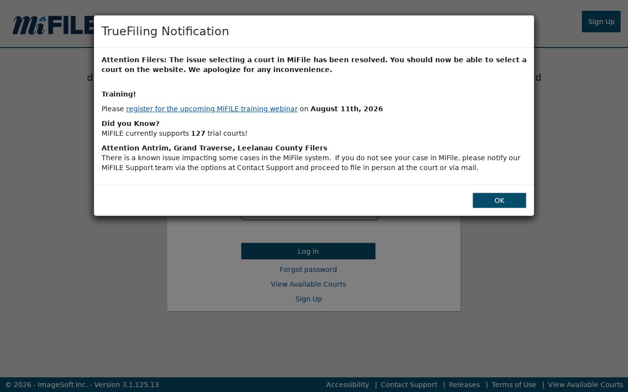 Clinton County case search Michigan MiFILE electronic filing portal