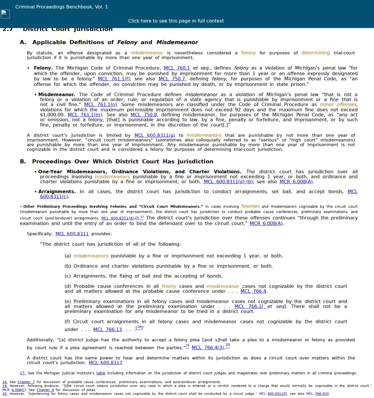 Clinton County criminal docket Michigan district court jurisdiction guidance