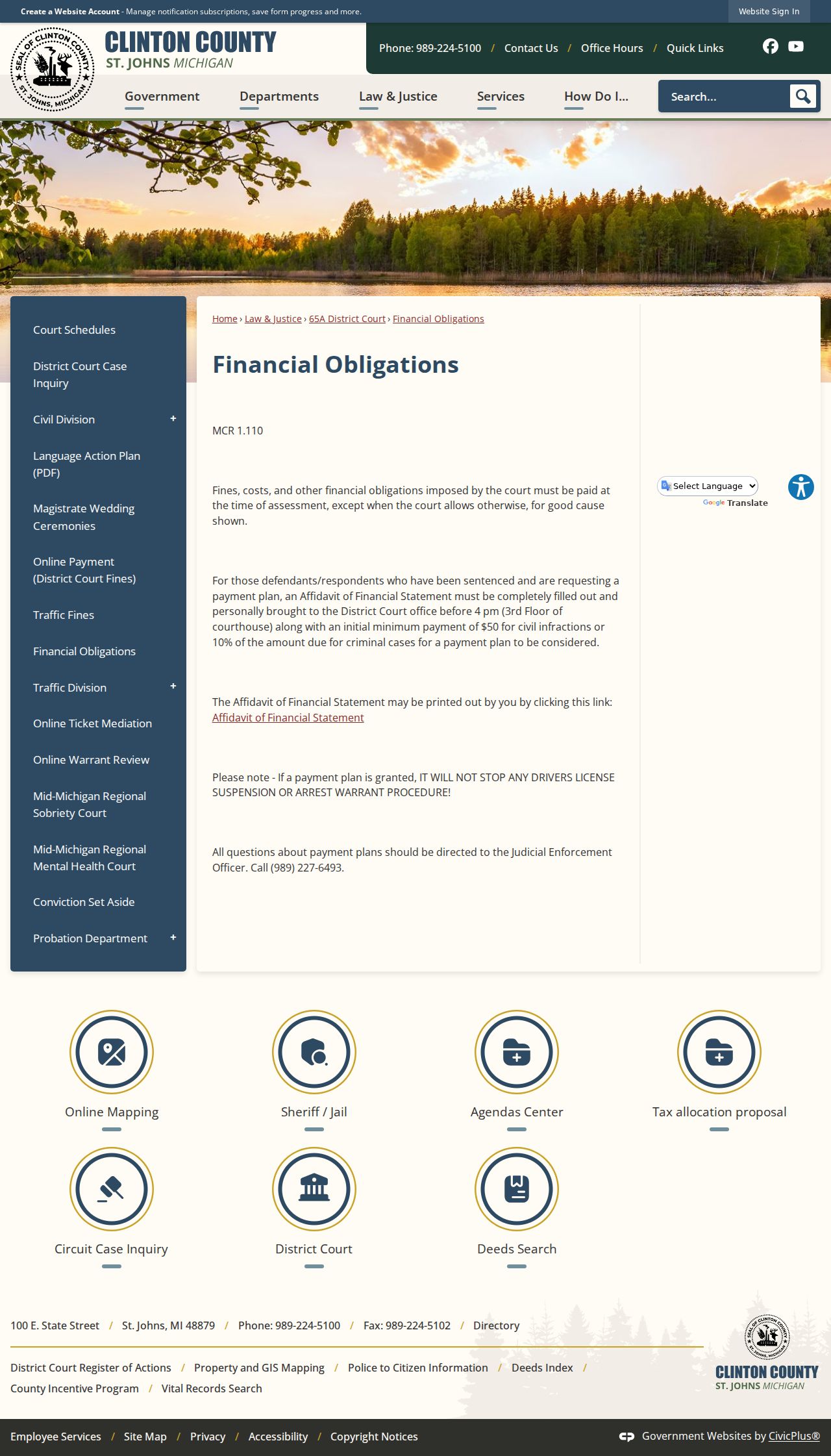 DeWitt court docket Clinton County financial obligations source