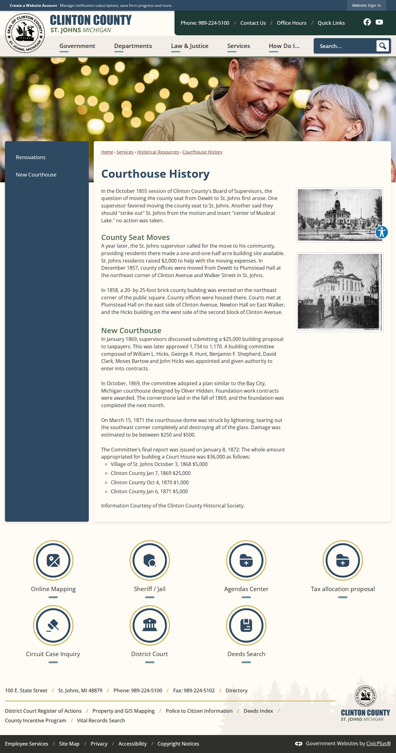 Clinton County court docket courthouse history source