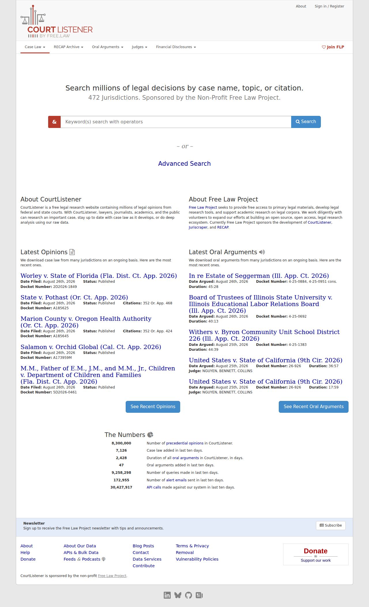 Clinton County court docket federal docket research interface