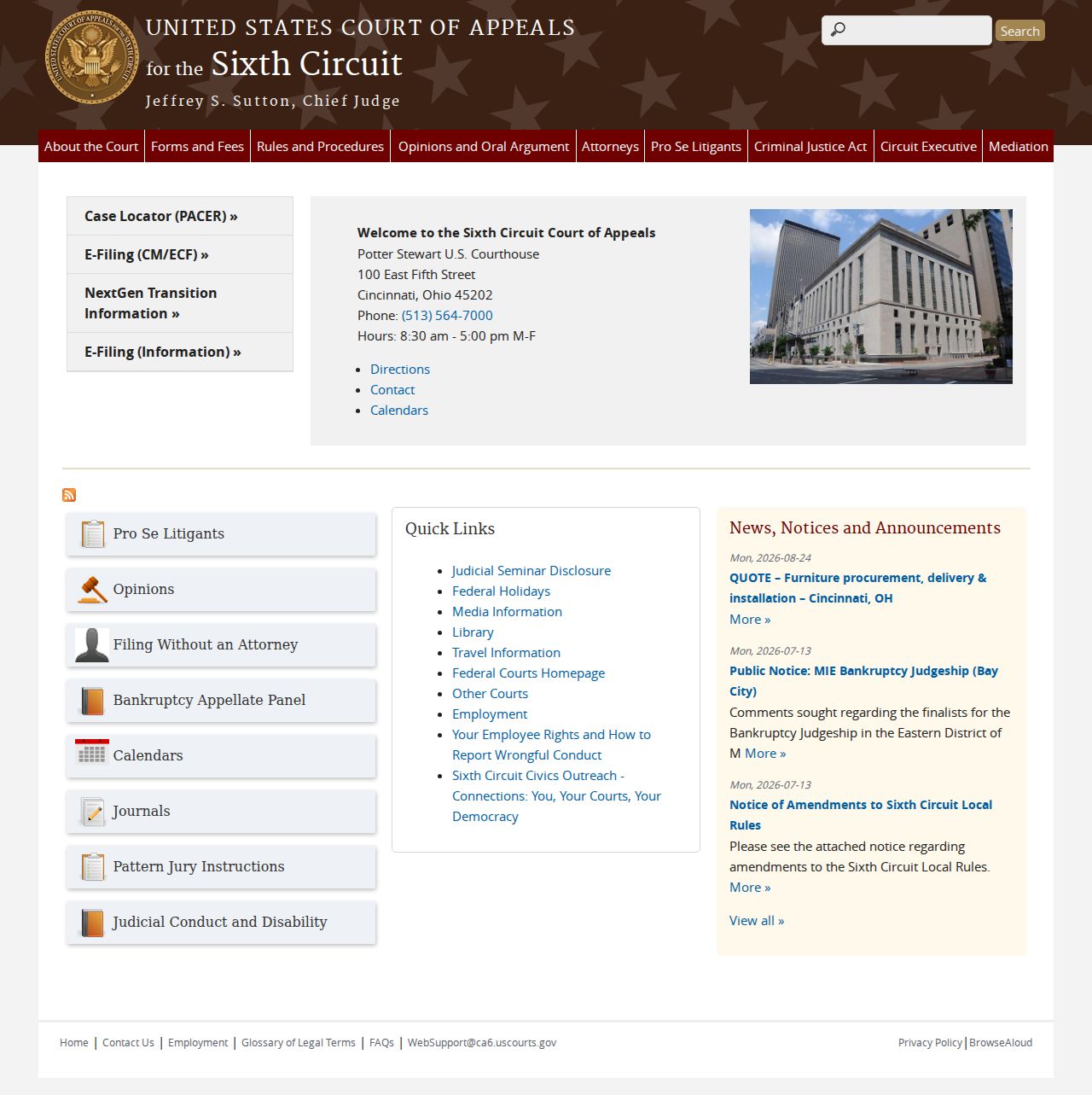 Clinton County court docket Sixth Circuit federal appellate reference